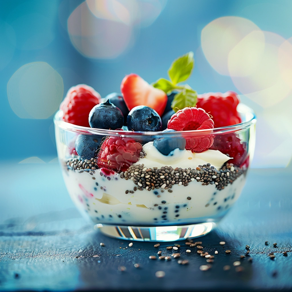 Йогурт з ягодами та насінням чіа